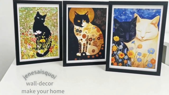 Amazon.com: jenesaisquoi Frame Gustav Klimt Black Cat Wall Art
