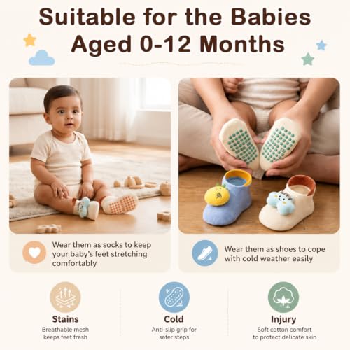 Image of SNOWIE SOFT 3 Pairs Baby Girls Stocking Polyester Cotton Mesh Stocking Knee High Breathable Summer Stockings Cartoon Baby Stockings Gift for Baby Girls 0-3 Years Old