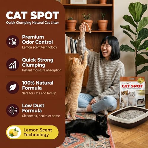 Image of CatSpot Lemon Flower Scented Cat Litter - 5kg | Ultra Absorbent, Quick Clumping, Odor Control, Dust-Free Formula for Cats (Pack of 4)