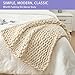Bigacogo Chunky Knit Throw Blanket for Couch, 40x40 inches, 100% Hand Knitted with Thick Jumbo Chenille Yarn, Cozy Soft Large Rope Knot Cable Crochet Blankets for Sofa Bed Living Room, Beige