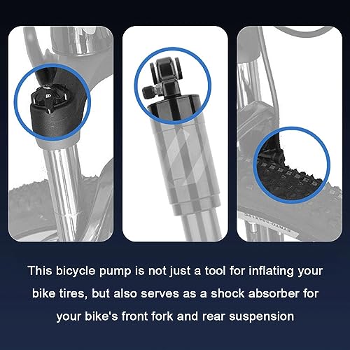 Daconovo Bomba de ar de bicicleta portátil de alta pressão 300psi com medidor Garfo dianteiro da bic