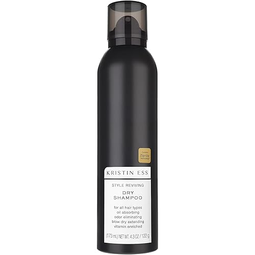 Kristin Ess Volumizing Vitamin C Dry Shampoo Spray for Oily Hair + Frizz - Oil Absorbing Style Extender with Minimal Residue - Powder Spray - Sulfate Free + Vegan + Color Safe - Fresh Pear Fragrance