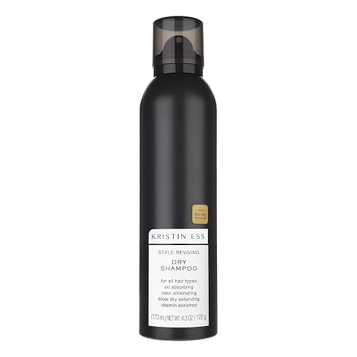 Kristin Ess Volumizing Vitamin C Dry Shampoo Spray for Oily Hair + Frizz - Oil Absorbing Style Extender with Minimal Residue - Powder Spray - Sulfate Free + Vegan + Color Safe - Fresh Pear Fragrance