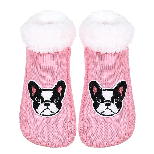 Image of ZYZX Cute Dog Slipper Socks for Women with Grips,Fuzzy Socks Indoor
