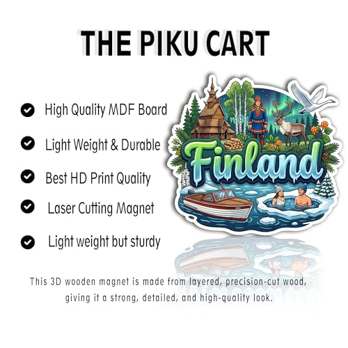 Image of Fridge Magnet - Premium Engineered Wood Souvenir Magnet, Precision Lasercut HD Print, Durable Travel Keepsake & Home Decor Gift - Finland