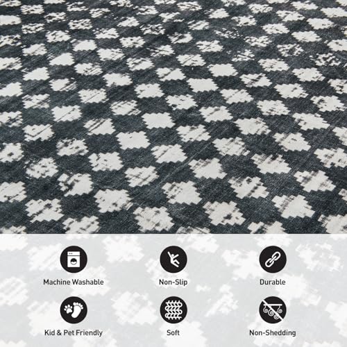 Tapete geométrico Lavable antideslizante 2x4 pies Negro miniatura 5