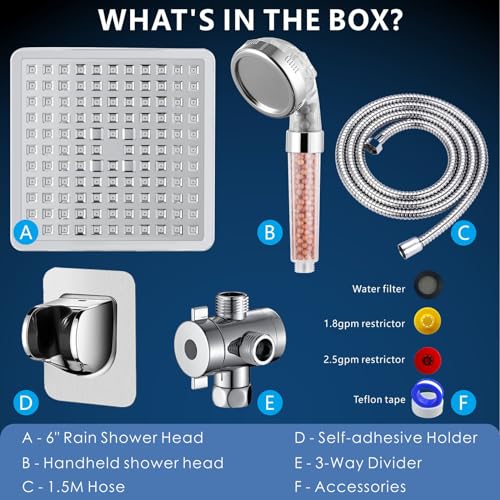 Voolan VL-106-SHR1.8 High Pressure Rain Shower Head With Handheld Spray Combo, Hand Held Filter Showerhead thumb #2