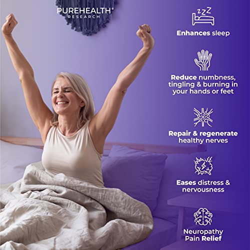 PUREHEALTH RESEARCH Nerve Regen Formula - Nerve Support Supplement for Feet & Hands - with Alpha Lipoic Acid ALA, Benfotiamine, Acetyl L-Carnitine, Riboflavin, Vitamin B6, B12, D & More - 60 Capsules