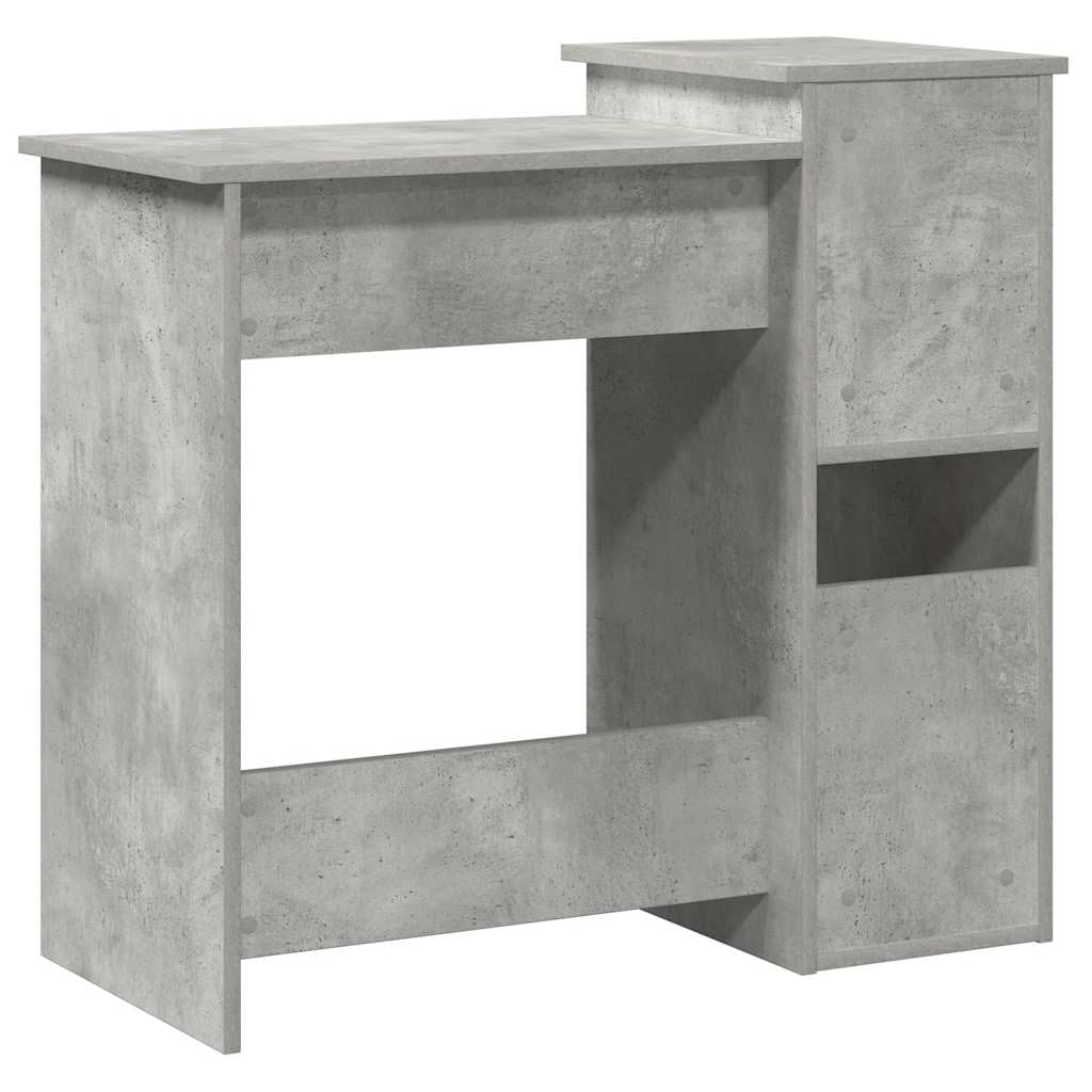 Scrivania con ripiani, grigio cemento, 84 x 40 x 78 cm, in legno stabile, scrivania per computer, postazione di lavoro per ufficio, segretario con spazio per lo studio e l'arredamento