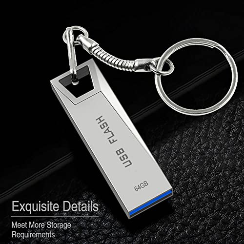 USB Stick 64GB Speicherstick wasserdichter USB 2.0 Pen Drive Metall 64GB Mini USB-Stick mit Schlüsselanhänger für PC… – Bild 4