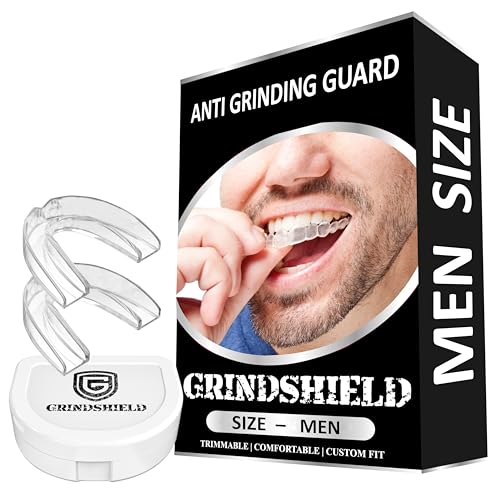 Anti Grinding Guard – Custom Fit, Non-Bulky, Moldable – (2) Teeth Grinding Guards & Case – Comfortable Mouthguard, Mouth Guard for Men, Clear