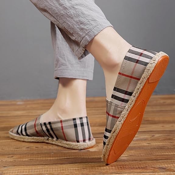 TAYGUM Casual Canvas Shoes for Men, 2025 Summer Comfortable Canvas Slip On Shoes Classical Handmade Soft Loafers(3,7) 5