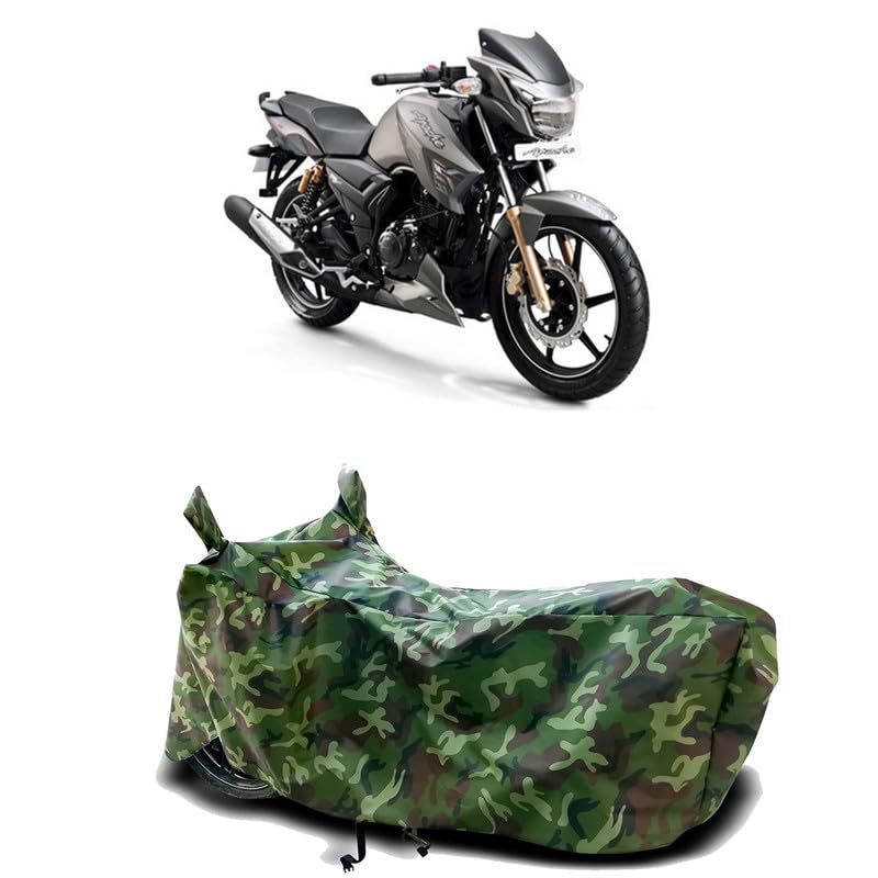 Image of DUFFEL-100% Heat Protection Two Wheeler Bike /Scooty Body Cover for TVS Apache 180 BS6 Water Resistance /UV-Rays /Birds Dropping /Scratchproof /Dust Proof /Waterproof[Green Jungle Print]