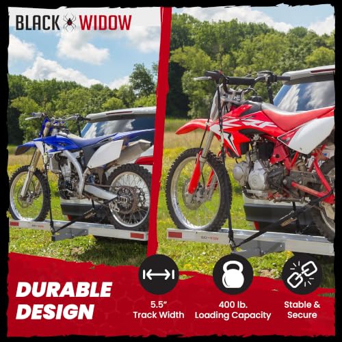 Image of Black Widow Aluminum Dirt Bike Hitch Carrier with Ramp for Truck & SUV, 400-Pound Capacity - Non-Folding Motorcycle, eBike & Fat Tire Bike Hauler, Fits 2-Inch Class III /IV Receiver