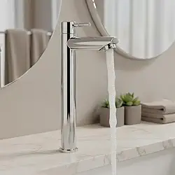 Torneira Para Banheiro De Mesa Bica Alta 1/4 De Volta Aço Inox 304 Elegance Beltempo (Cromada)