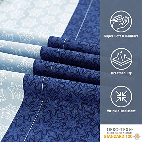 Image of JSD Neutral Striped Print Sheet Set Cal King Extra Deep Pocket | 4 Piece Soft Microfiber Sheets, OEKO-TEX Certified, Easy Care