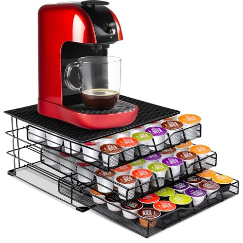 MASTERTOP Tiroir à Capsules pour Dolce Gusto 108 PCs, 3 Tiroirs de Rangement Dosettes avec Support Machine à Café, Distributeur Capsules de Grande Capacité...