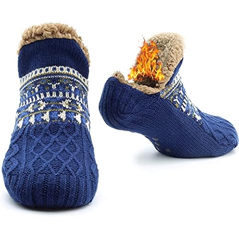 Manxing Mens Slipper Fluffy Socks Winter Warm Socks Non Slip Knitted Thermal Socks Soft Floor Socks Cover
