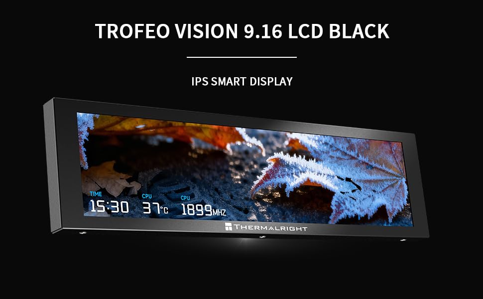 Image of Trofeo Vision 9.16 LCD Black, 9.16-inch Full-Color LCD Magnetic Display Screen, 1920x480 Resolution, Easy to Install,Master CPU /GPU Temperature(Black)