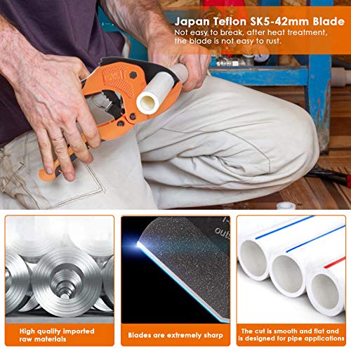 Thinkwork Ratchet-Type Pipe(1-5/8" Od) And Pex Straight Cut Pipe Cutters(1-3/8" Od),2 Pack One-Hand Fast Pipe Cutting Tool For Cutting Pvc Plastic Hoses And Pipes,Suitable For Home Working And Plumber #TOP3