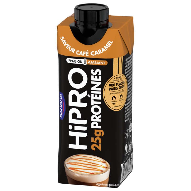 Hipro - Boisson protéinée goût caramel café - 330ml - Lot de 8x330ml