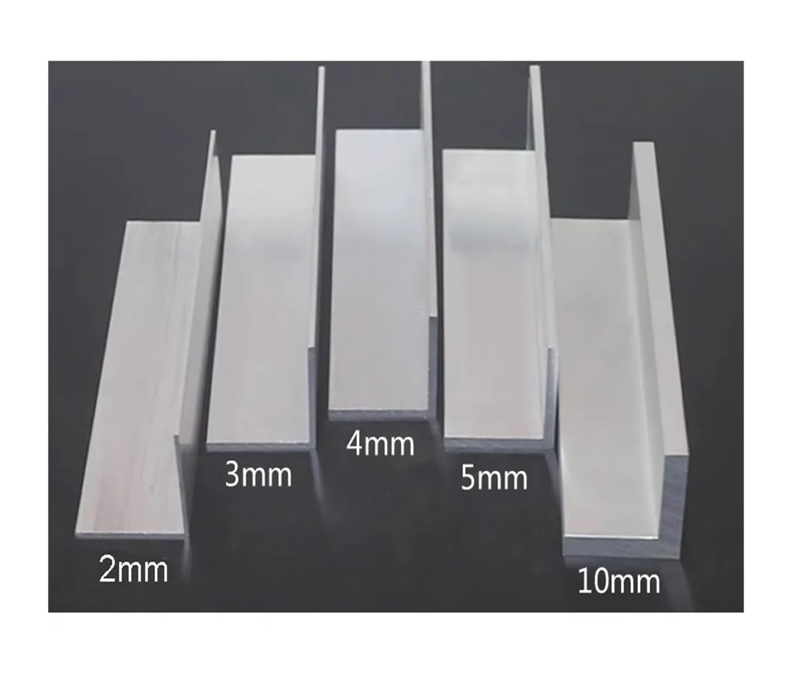 Perfil en U aluminio Perfil triangular de aluminio en forma L, aleación, con borde, 50 x mm grosor y 2 a 10(Thick 4mm,500mm)