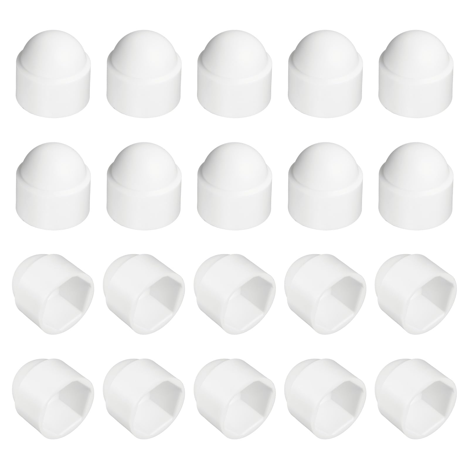 sourcing map Nut Protection Cap, 20Pcs M18x26x32mm - Plastic Hexagonal Screw Protection Cap, Dome Acorn Hex Head Bolt Covers, Waterproof Decorative Caps (White) โ image 1