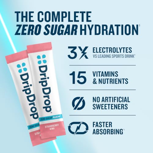 Image of DripDrop Hydration Zero Sugar Plus Electrolytes, Strawberry Kiwi, 30 Ct
