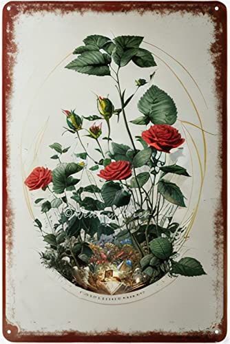 Thankful & Blessed Rose Targa in metallo vintage floreale decorazione da parete per ragazzi ragazzi cucina fattoria bagno Pasqua giorno vacanze Decor 20,3 x 30,5 cm
