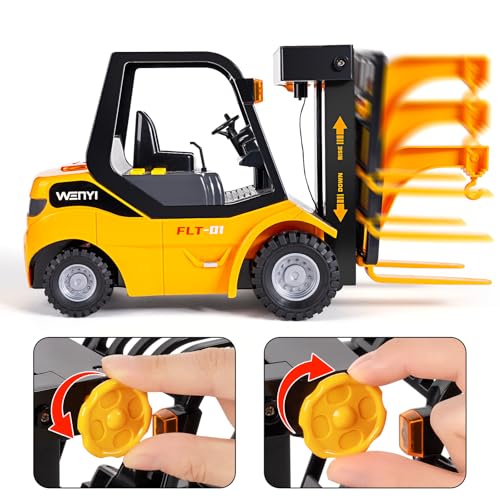 Image of 11.8 Inch Friction Powered Toy Forklift Truck with Lights & Sounds, 1 /16 Scale Construction Vehicle with Pallet & 2 Cargo Boxes, Push Car for Toddlers Age 3, 4, 5 Boys Girls - Easter Gifts
