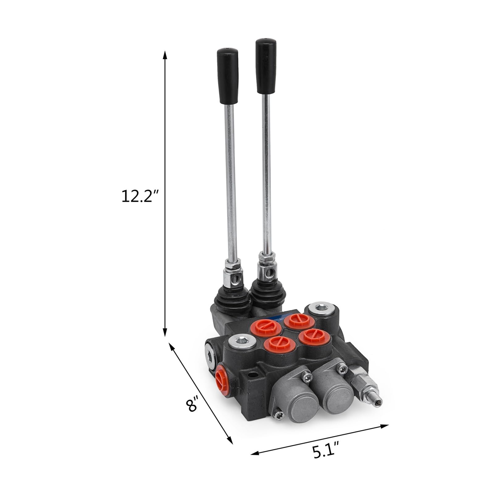 Válvula de Control hidráulica direccional de 2/3 carretes, 11GPM, 3600PSI, doble efecto, uso adecuado for bomba, Motor de cilindro hidráulico para aficionados al bricolaje(2 Spool 1 Controller)