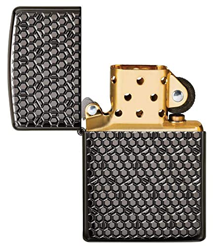 Image of Zippo Grey Hexagon Design Pocket Lighter Windproof Stylish Look Premium Metal Body Eco Environment-Friendly Unique Stylish Travel Friendly