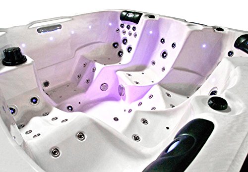 perfect- spa Whirlpool Orlando Premium Indoor/ Outdoor für 5 Personen Whirlpools Aussenwhirlpool Hot Tub Spa Außenwhirlpool Balboa Steuerung (Wanne SkyWhite, Außenverkleidung Schwarz)-5