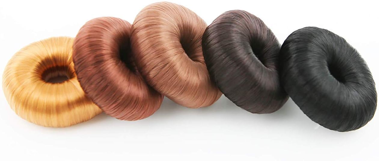 Hair Ring, Uooker 5pcs New Hair Bun Maker Donut Hair Ring set Beauty Bun Hairstyler Synthetic Hair DIY Accessory