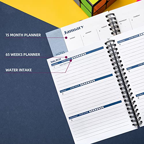 Weekly And Monthly Planner 2023-2024 - Utytrees Daily Planner 2023-2024 From April 2023 To June 2024,15 Month Planner, 5.2" X 7.5", Spiral Binding, Premium Thick Paper, Black #TOP1