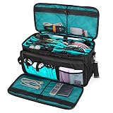 LoDrid Large Cable File Bag with Inside Padded Bottom and Detachable Dividers, DJ Bag with Multiple