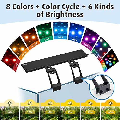 hygger Clip On Full Spectrum Aquarium LED Light, 22W Day-Night Dual Timer Sunrise-Day-Sunset-Moon Fish Tank Light, Adjustable Timer Brightness with 9 Colors for Planted Tank - Image 4