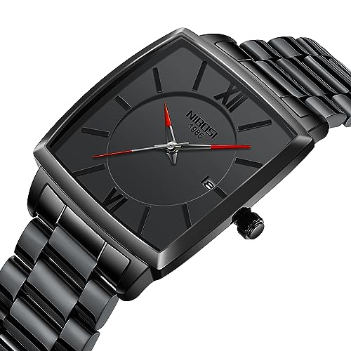 Image of NIBOSI Men's Watches Analog Military Sport Black Dial Watches for Men Business Waterproof Casual Watch Stainless Steel Wrist Watches Date