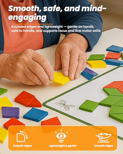 ECROUATY Dementia Activities for Seniors, Wooden Puzzle Matching Game for Elderly Adults, Memory Games for Seniors with Dementia, Alzheimers Products, Colorful Visual Cognitive Therapy Gift - Image 3