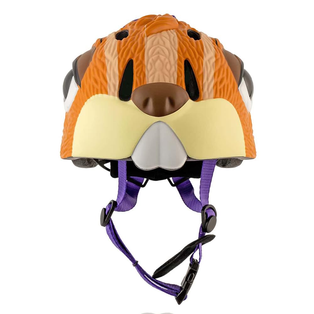 Crazy Safety Casque de vélo pour Enfants | Casque Enfants 2-7 Ans pour vélo, Skateboard, vélo de Course, Trottinette, Rollers | Casque 3D Animalier léger et Ajustable 49-55 cm (Chipmunk Marron)