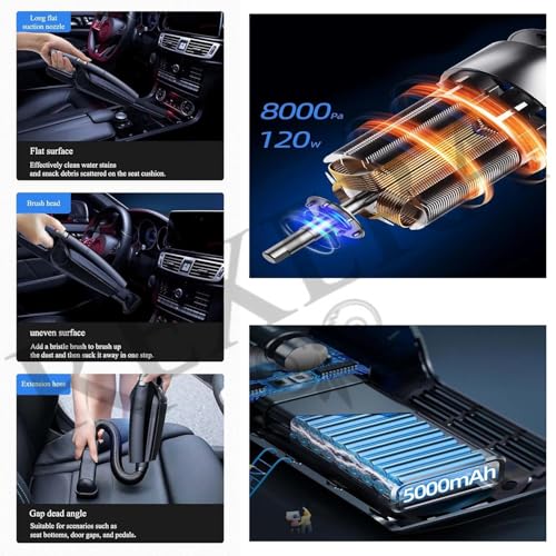 Image of REXERA 𝐖𝐢𝐫𝐞𝐥𝐞𝐬𝐬 Handheld Portable Car 𝐕𝐚𝐜𝐮𝐮𝐦 𝐂𝐥𝐞𝐚𝐧𝐞𝐫 2IN1 | Rechargeable 2X High Power Multiuse Cordless Mini Vacuum 𝐂𝐚𝐫 & 𝐇𝐨𝐦𝐞 Dual Use Vacuum Claner* (Black Slate)