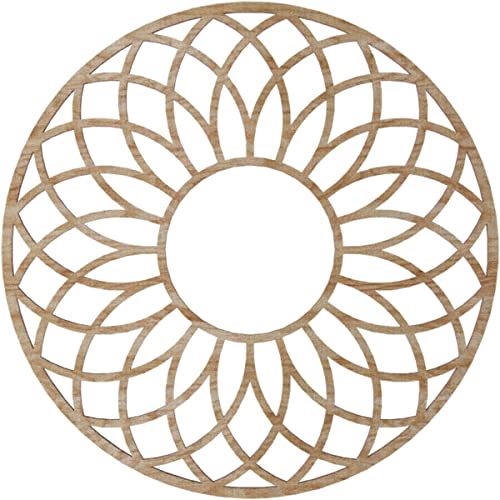 Image of Ekena Millwork 16 inchOD x 5 1 /2 inchID x 3 /8 inchT Cannes Wood Fretwork Pierced Ceiling Medallion, Red Oak
