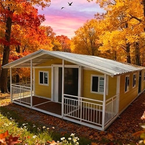 Modern Foldable Mobile Tiny Home Prefab House Folding Prefabricated Home with 3 Bedroom Full Equipped Bathroom Kitchen Container House for Adults Living Steel Frame Hotel Room