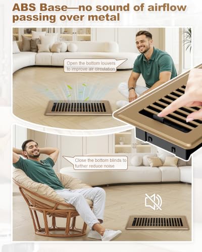 Image of 4 x 10 Floor Register, 8 Pack Brown - Adjustable Vent Covers for Home Floor