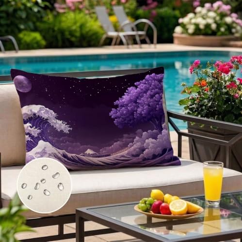 Coussin exterieur impermeable violet protection deperlante 50x75 cm