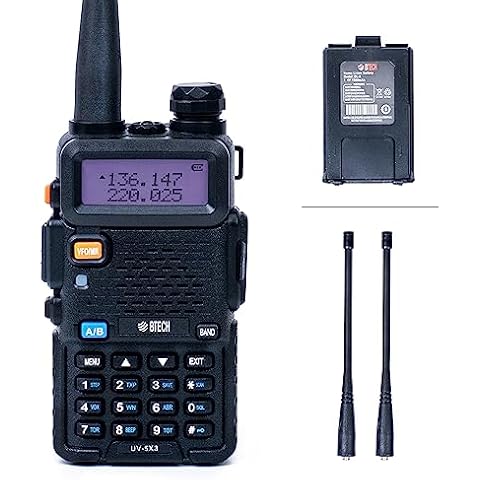BTECH UV-5X3 Tri-Band Radio: High-Power Amateur Handheld with USB-C Charging - VHF, 1.25M, UHF - Customizable Features - Comprehensive Accessory Bundle Included Cover