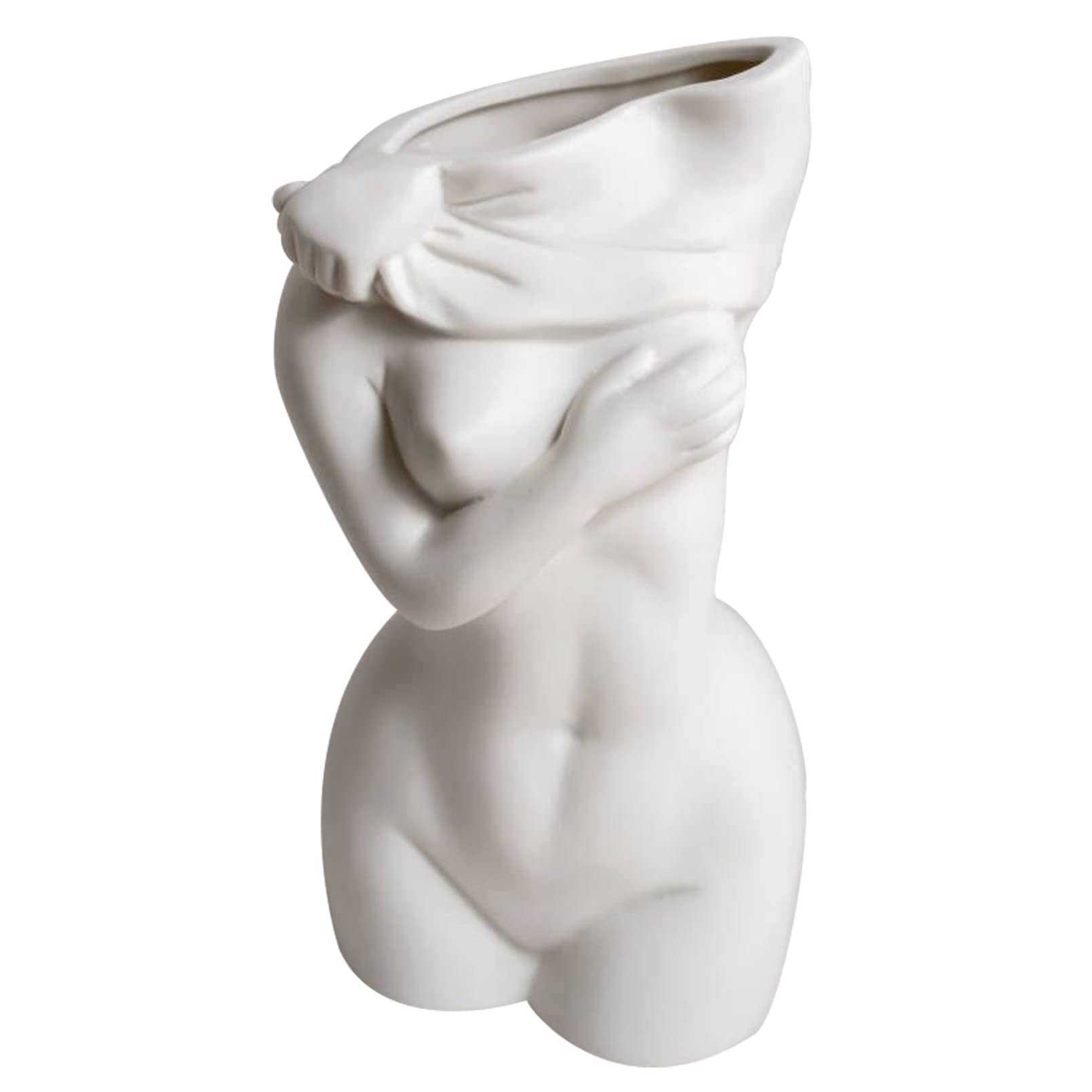 Biała ceramiczna figurka tułowia abstrakcyjna kobiece ciało biurko ozdoba na blat nowoczesne meble domowe dekoracja wazon idealny na urodziny dla miłośników sztuki kobiet (B)