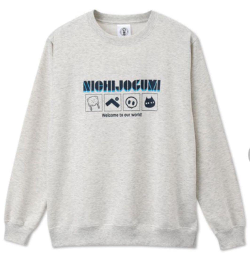 Amazon.co.jp: M 日常組 裏起毛 トレーナー 白 ぺいんと しにがみ