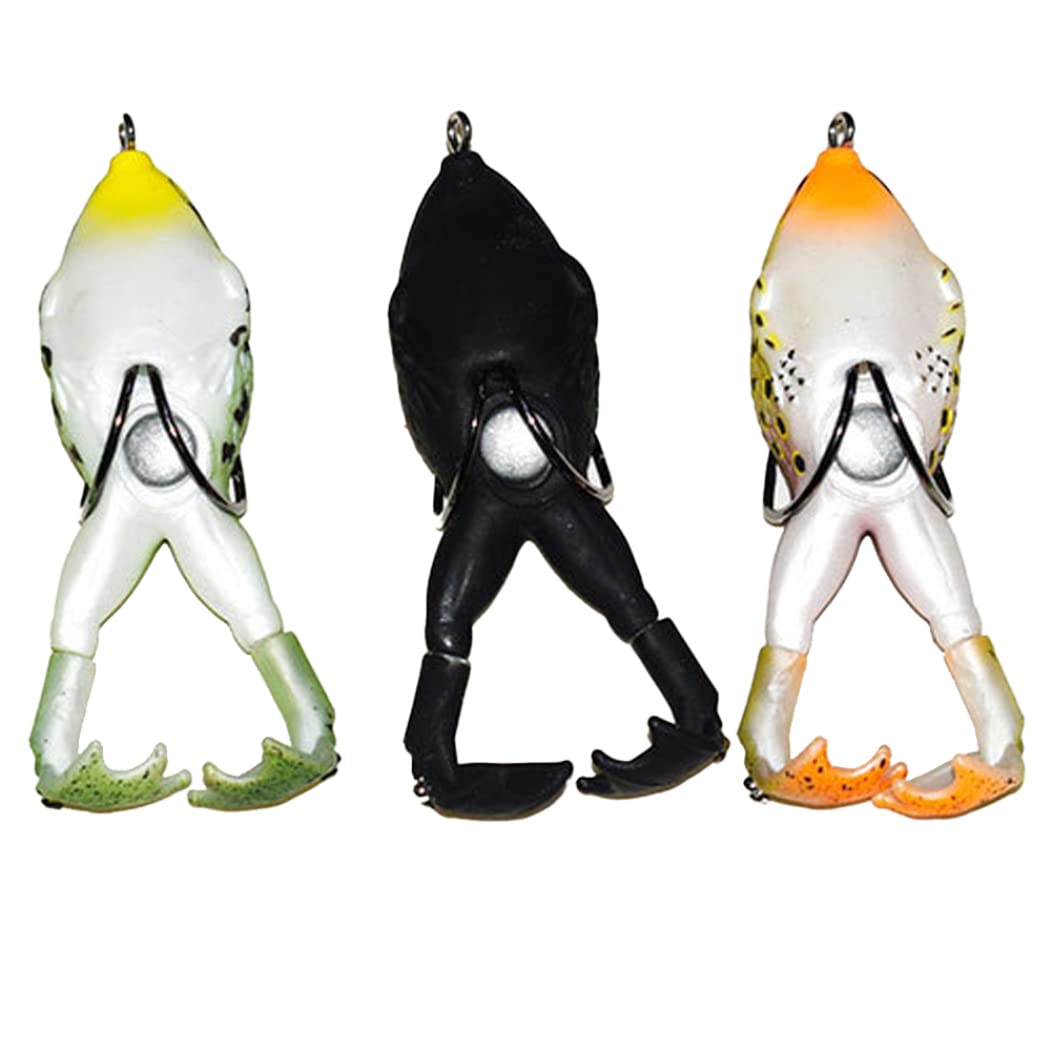 Leurre Grenouille Silicone Double Hélice – Lot De 3, Appât Souple, Sans Herbe, Double Crochet, Eau Douce/salée, Pour Poissons Prédateurs