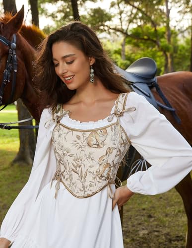 Image of Scarlet Darkness Corset Tops for Women Renaissance Floral Bustier Tops